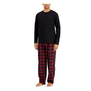 NWT CLUBROOM Intimates 2 Pack Black Fleece Plaid Pajamas S